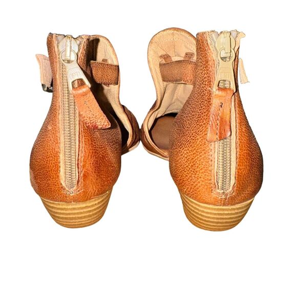 Miz Mooz Corra Sandals Women's 9.5 Tan Leather Zipper Buckle Open Toe Floral - Picture 8 of 11